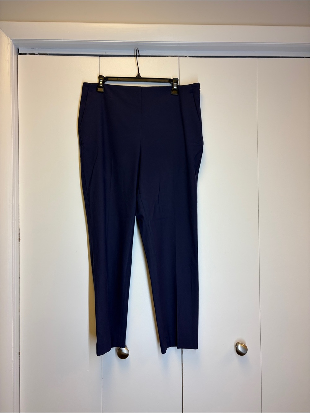 Ann Taylor Navy Straight-Leg Stretch Dress Pants